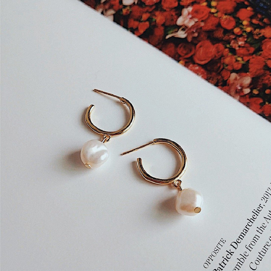 DELOS FRESHWATER PEARL DROP HOOPS - Scada Australia