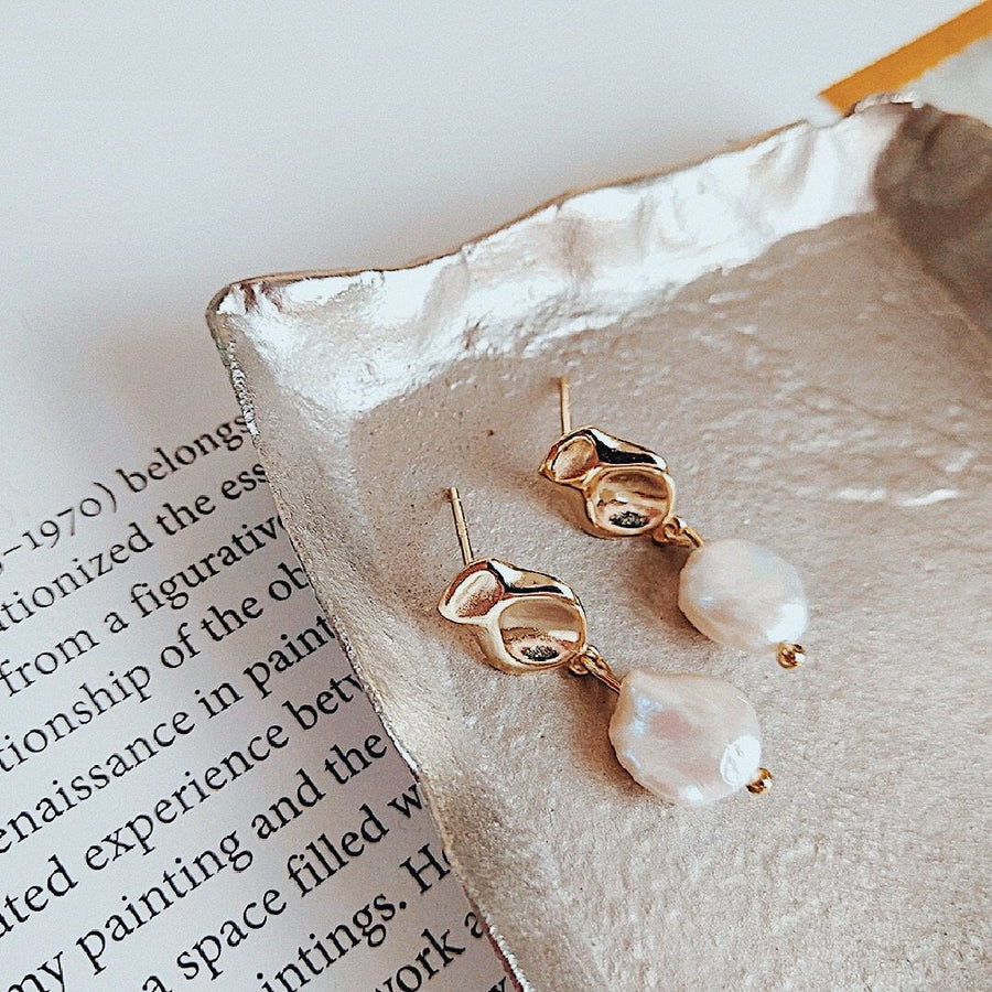 SYROS FRESHWATER PEARL DROP STUDS - Scada Australia