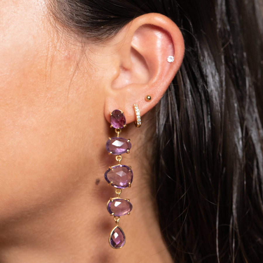 Amethyst Gold Rose Cut Earrings