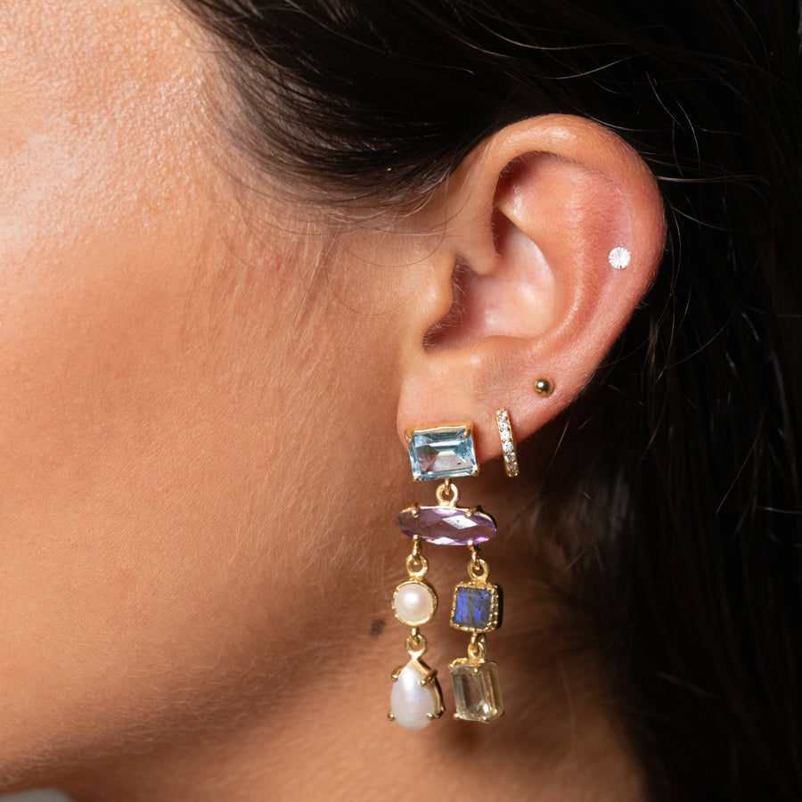 Multi Gem Drop Earrings