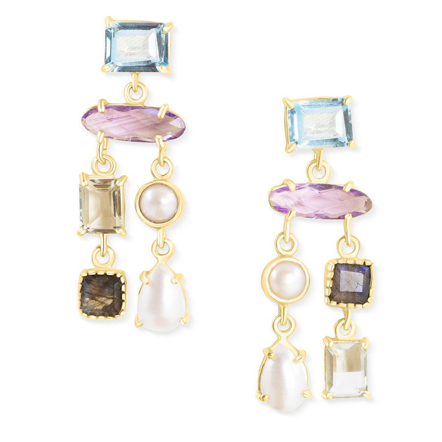 Multi Gem Drop Earrings