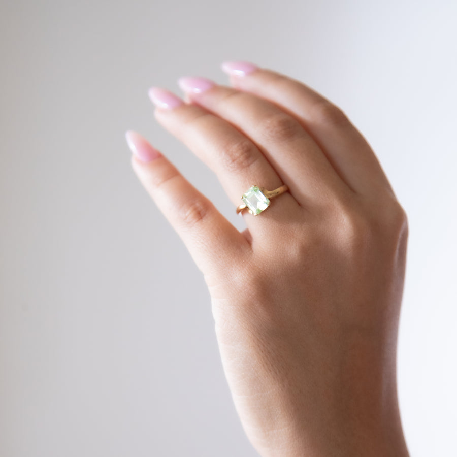 Emerald Cut Peridot Ring