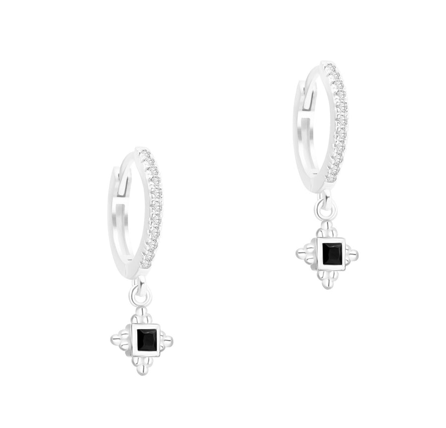 Onyx Cross Drop Earrings
