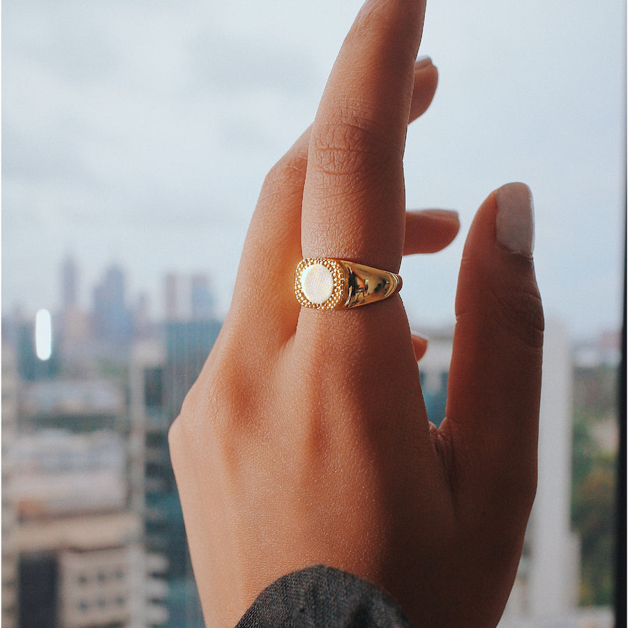 CRETE BOBBLE SIGNET RING - Scada Australia