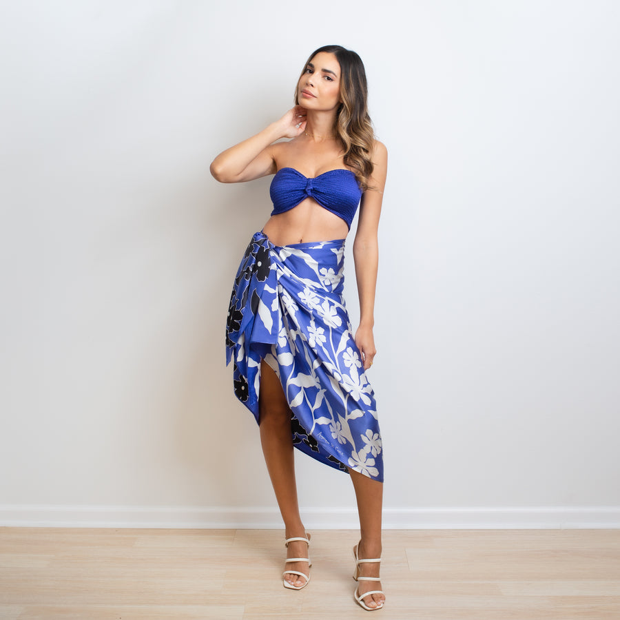 Tropical Blues Hand-Painted Silk Wrap