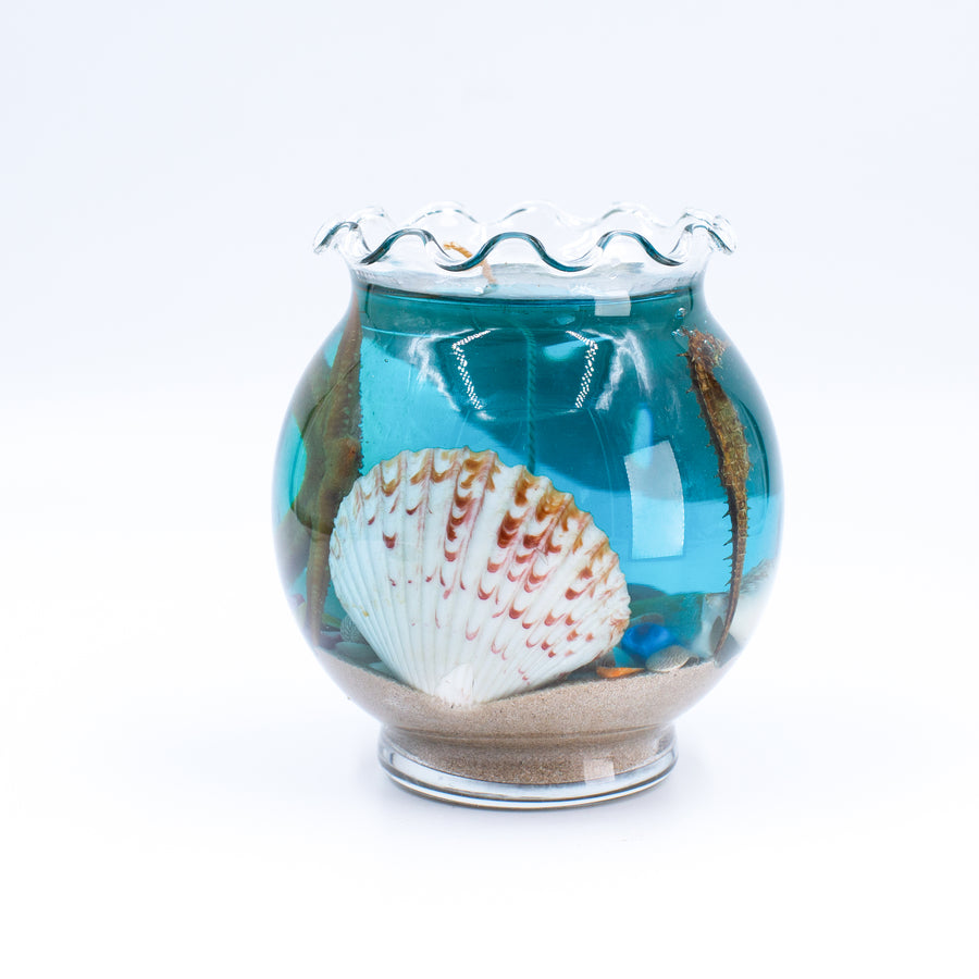 Round bowl gel candle - Seafoam Star